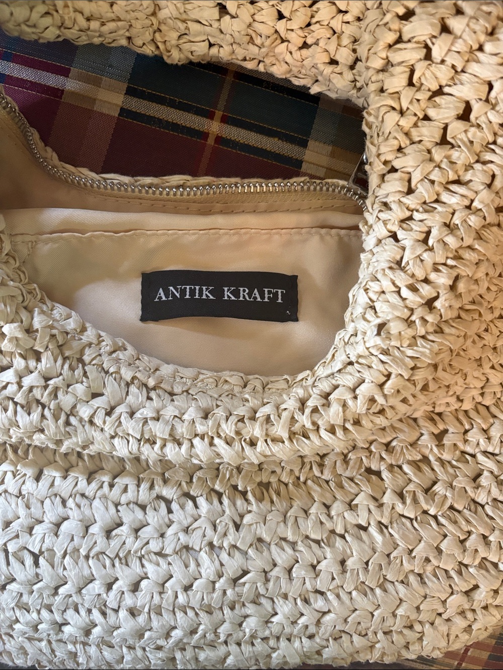 Antik Kraft Woven Raffia Shoulder Bag - Cream - Picture 2 of 3